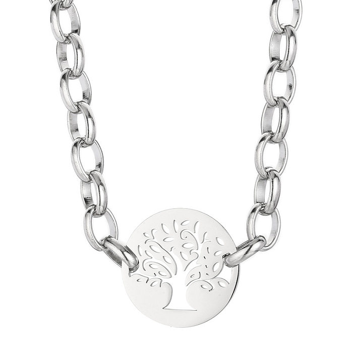 Fashion Tree Titanium Steel Plating Hollow Out Bracelets Necklace