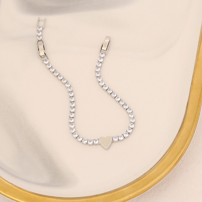Fashion Star شكل قلب أساور نحاسية مطلية بالذهب أساور نحاسية الزركون 1 قطعة