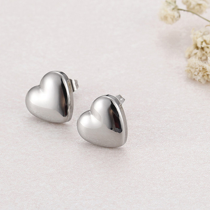 Collier en forme de cœur, boucles d'oreilles de Couple, ensemble de boucles d'oreilles en titane et acier, clavicule