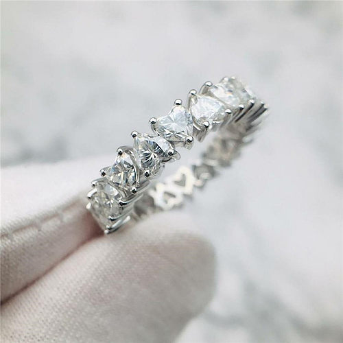Basic Heart Shape Copper Inlay Zircon Rings