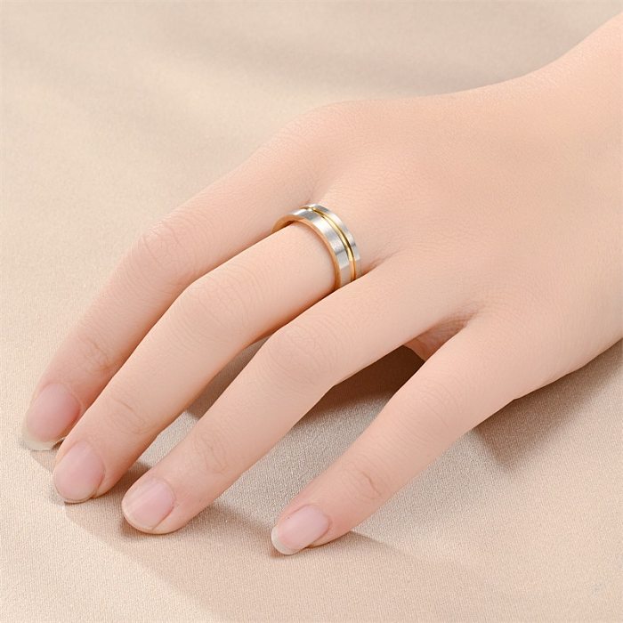 Casual Simple Style Color Block Titanium Steel Polishing Plating Carving Rings