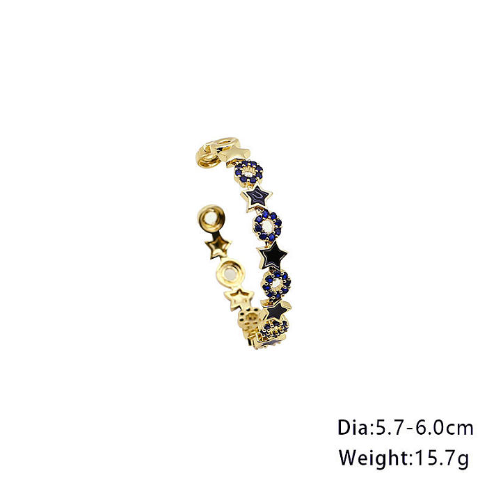 Bracelet en Zircon et émail en cuivre avec étoile ronde à la mode