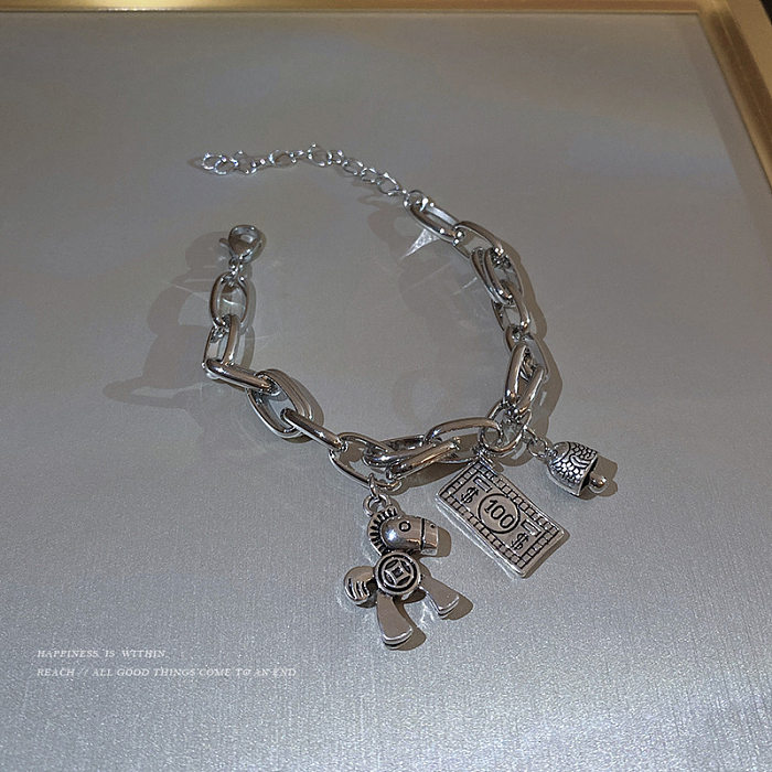 Modische runde Kupferperlen-Inlay-Armbänder mit künstlichen Edelsteinen, 1 Stück