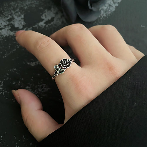 Retro Flower Copper Open Rings