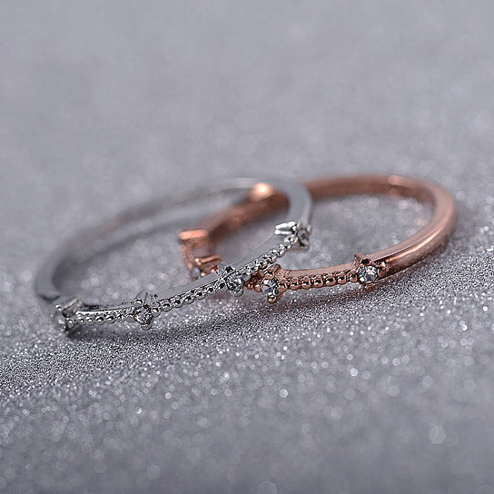Korea Simple Style 4 Small Broken Diamonds Exquisite Ring Jewelry Wholesale jewelry