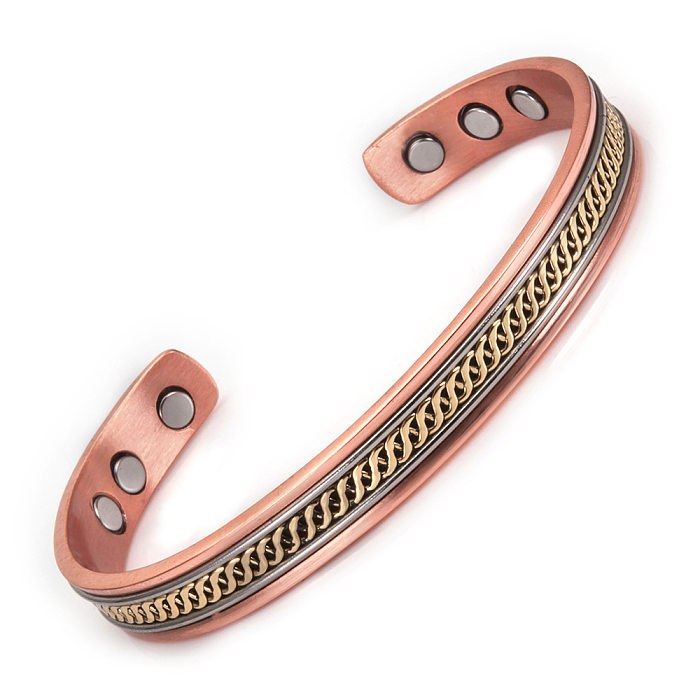 Bracelets à anneaux en cuivre géométriques, style classique et simple, streetwear