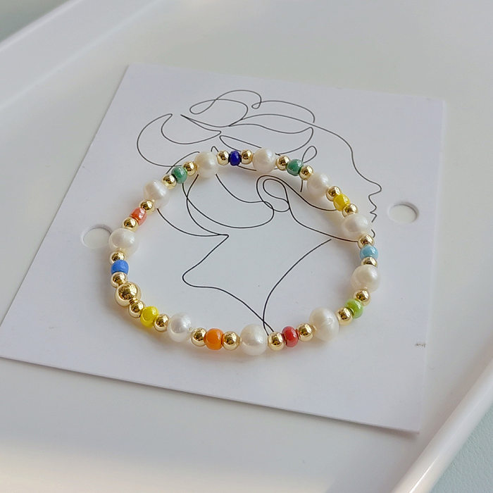 Bracelets de perles de cuivre de perles artificielles géométriques bohèmes