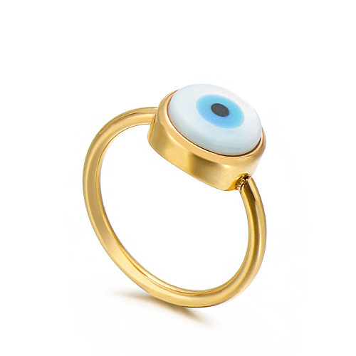 Anel de moda de olho azul de aço inoxidável joias por atacado