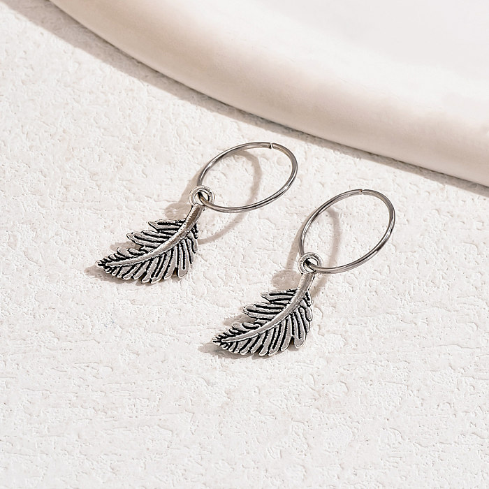 1 Pair Casual Basic Commute Feather Wings Plating Copper Copper Alloy White Gold Plated Drop Earrings