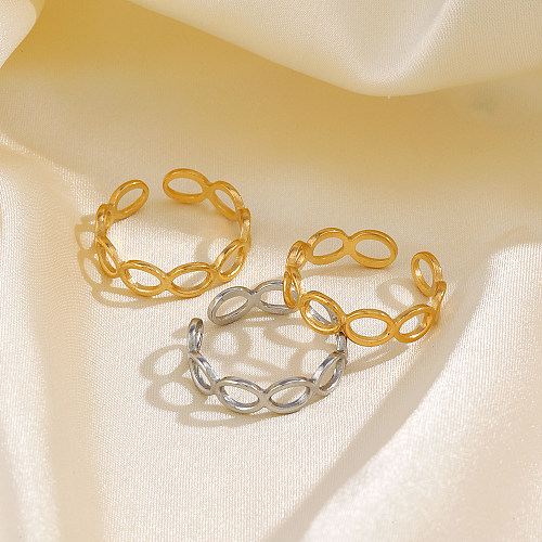 Anéis abertos banhados a ouro 18K de aço inoxidável oval de estilo simples