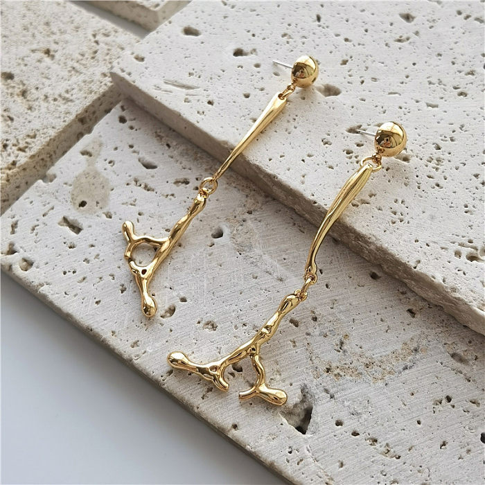 1 Pair Simple Style Solid Color Plating Copper Gold Plated Drop Earrings