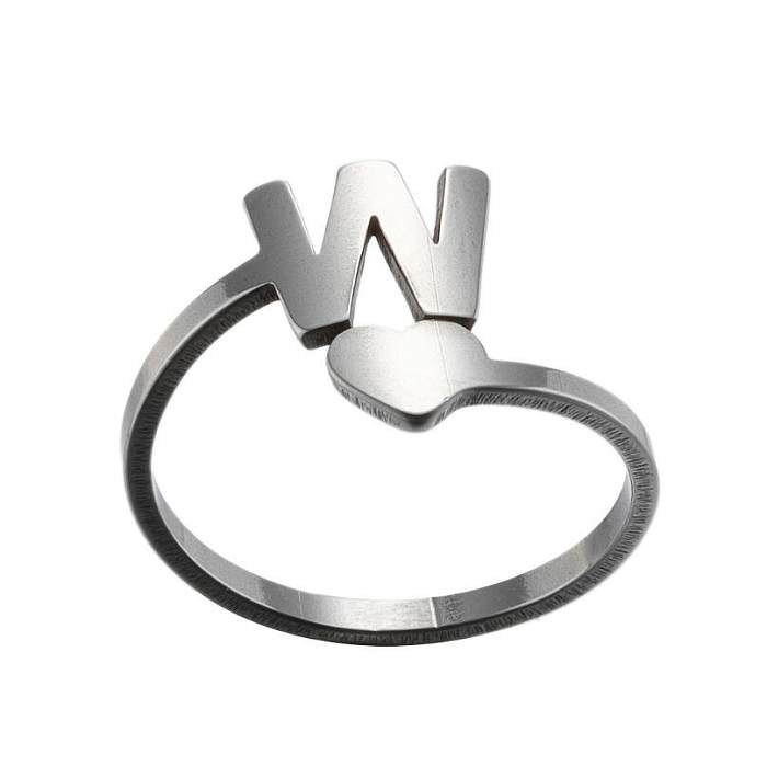 1 Piece Fashion Letter Titanium Steel Plating Open Ring