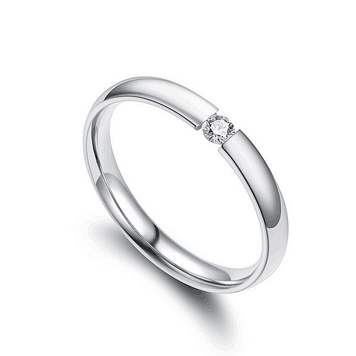 Wholesale Titanium Steel Couple Single Zircon Rings jewelry