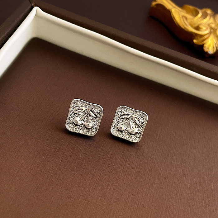 1 Pair Simple Style C Shape Heart Shape Solid Color Plating Copper Ear Studs