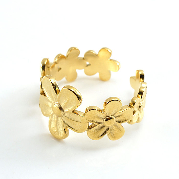 Simple Style Flower Stainless Steel Flowers Open Ring 1 Piece