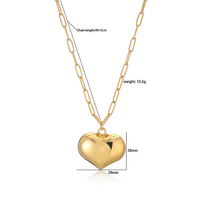 Casual Vintage Style Simple Style Heart Shape Copper Plating 18K Gold Plated Earrings Necklace