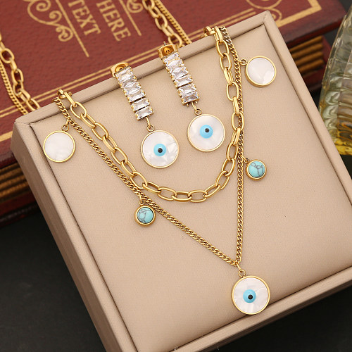 Vintage Style Simple Style Square Stainless Steel Plating Rhinestones Jewelry Set