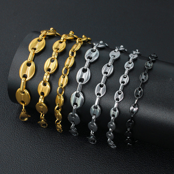 Colar de pulseiras de chapeamento de aço titânio de aço inoxidável de cor sólida estilo simples