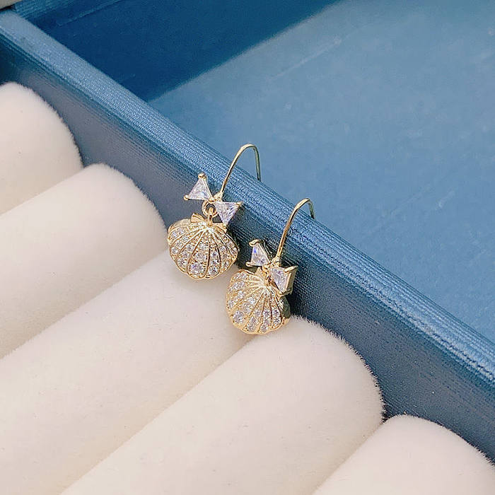 1 Pair Simple Style Bow Knot Shell Plating Inlay Copper Artificial Pearls Zircon Ear Hook