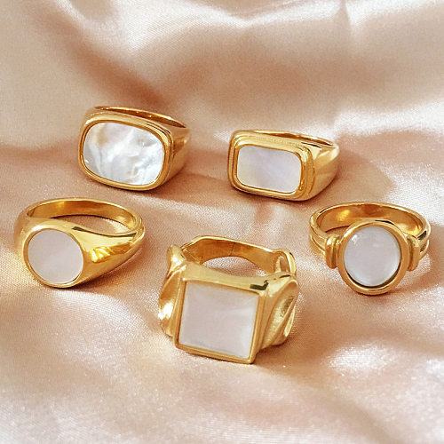 Simple Style Square Stainless Steel Plating 18K Gold Plated Rings