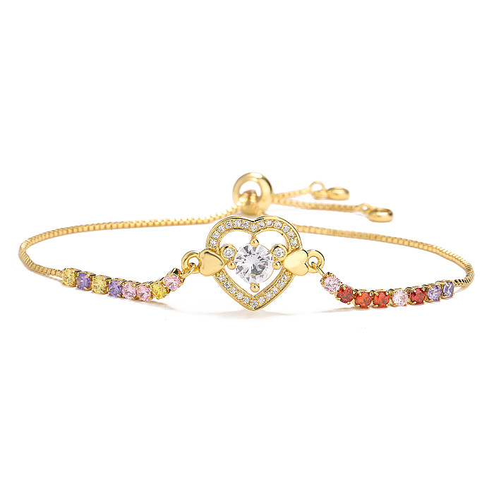 Women'S Fashion Heart Copper Bracelets Inlaid Zircon Zircon Copper Bracelets