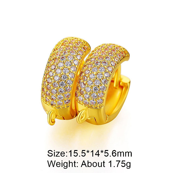 1 Pair Retro Classic Style Round Plating Inlay Copper Zircon 18K Gold Plated White Gold Plated Hoop Earrings