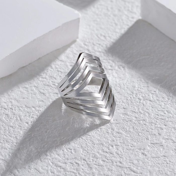 Anéis abertos de chapeamento de aço inoxidável de losango exagerado estilo IG