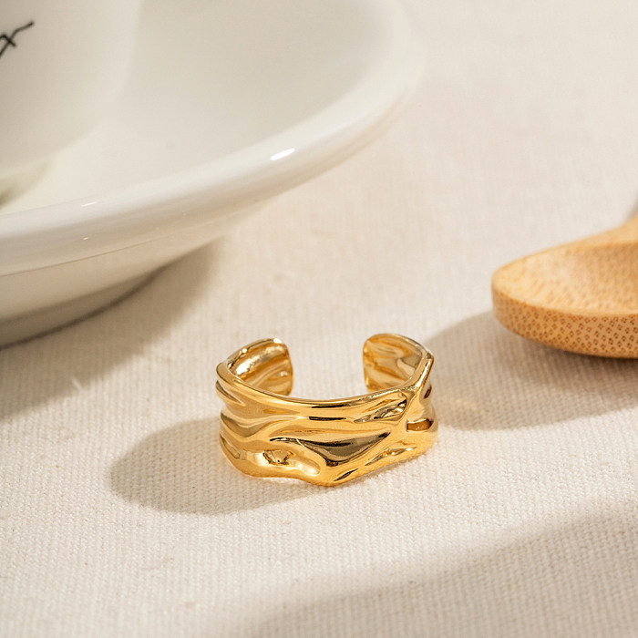 IG Style Irregular Stainless Steel 18K Gold Plated Open Ring In Bulk