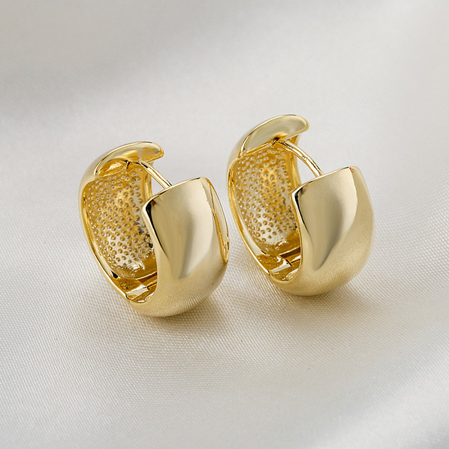Boucles d'oreilles créoles tendance en cuivre plaqué or, 1 paire