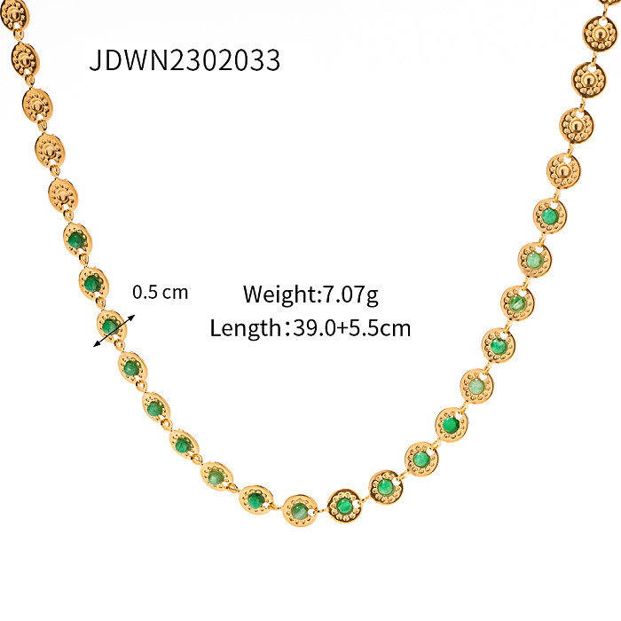 Collar redondo elegante de las pulseras plateadas oro de la gema 18K del embutido del revestimiento de acero inoxidable