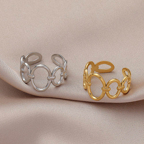 Simple Style Oval Titanium Steel Open Ring Copper Rings