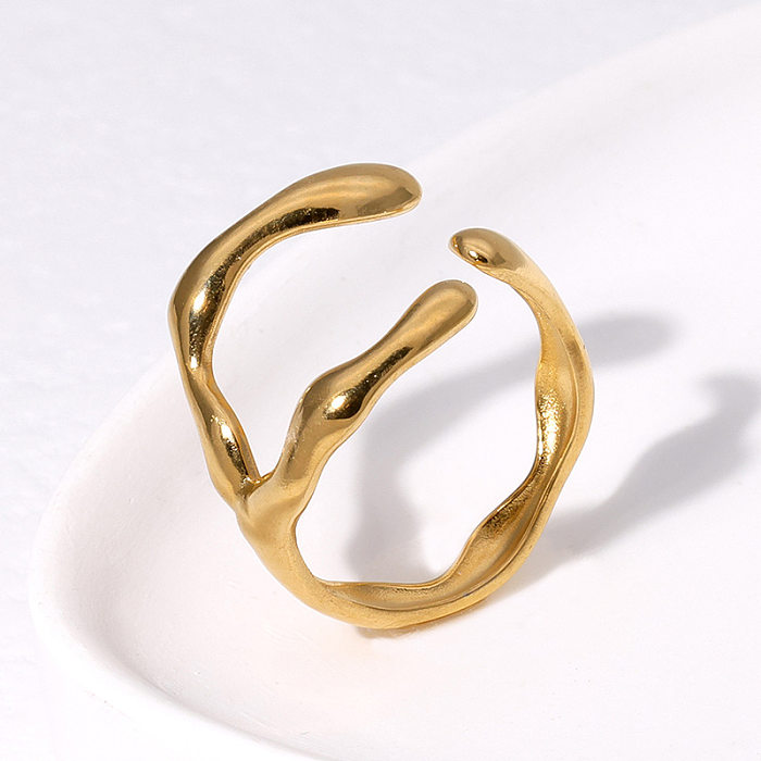 Anéis abertos de chapeamento irregular de aço inoxidável geométrico de estilo simples