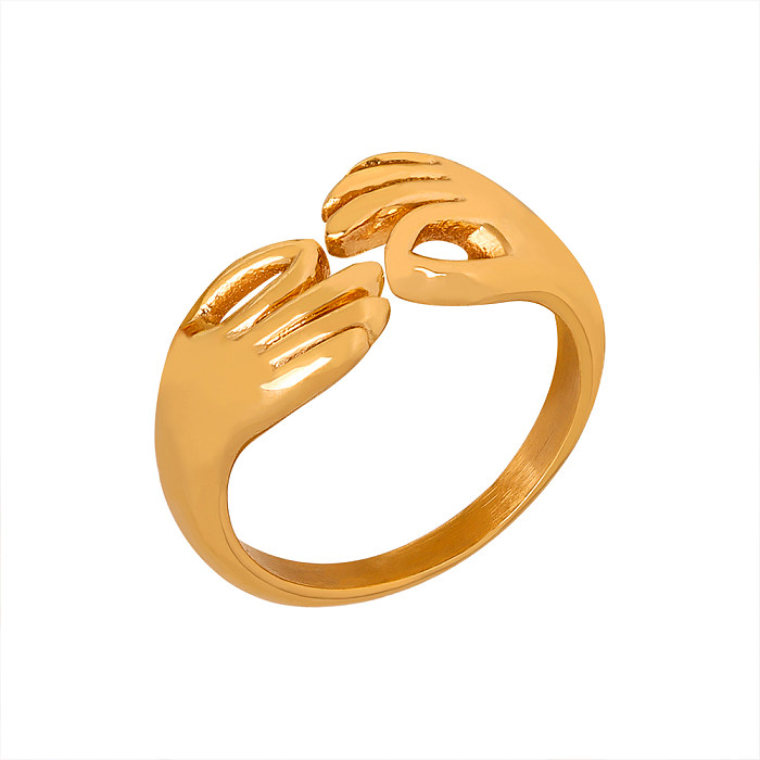 Simple Style Gesture Titanium Steel Plating 18K Gold Plated Open Rings