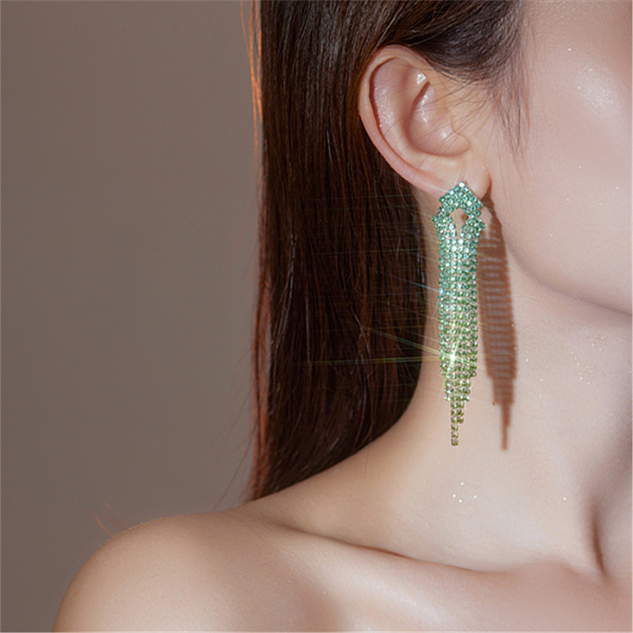 1 Pair Casual Shiny Tassel Plating Inlay Copper Rhinestones Silver Plated Drop Earrings