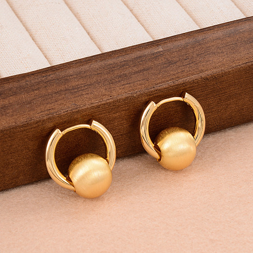 1 paire de clous d'oreilles ronds en cuivre plaqué or, Style classique
