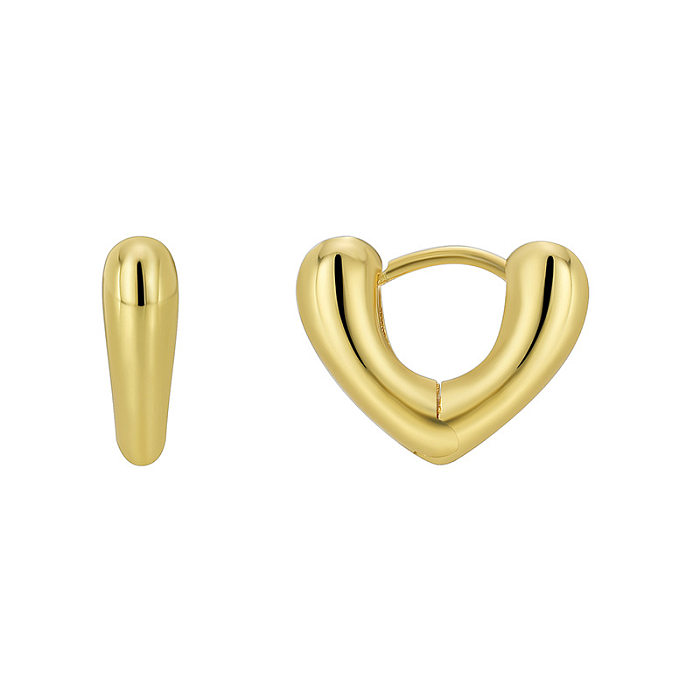 1 Paar schlichte, herzförmige Kupfer-Ohrringe mit 18-Karat-Vergoldung
