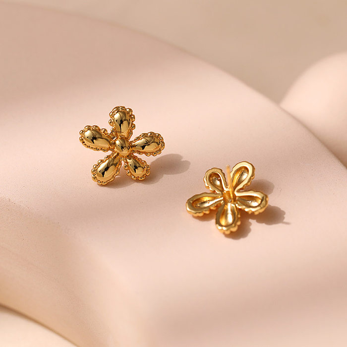 1 Pair Casual Sweet Flower Plating Copper 18K Gold Plated Ear Studs