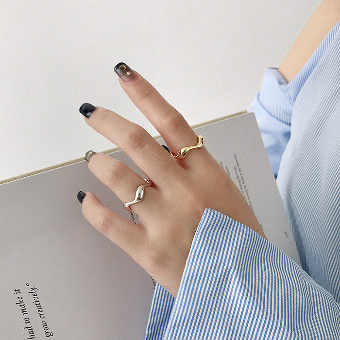 Simple Style Commute Irregular Copper Plating Open Ring