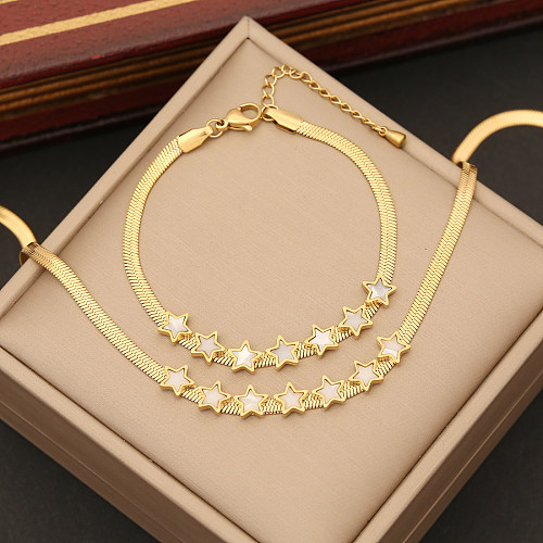 IG Style Commute Star Stainless Steel Plating Inlay Shell Bracelets Earrings Necklace