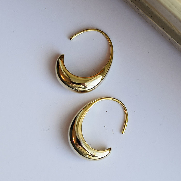 1 Pair Simple Style C Shape Plating Copper 18K Gold Plated Earrings
