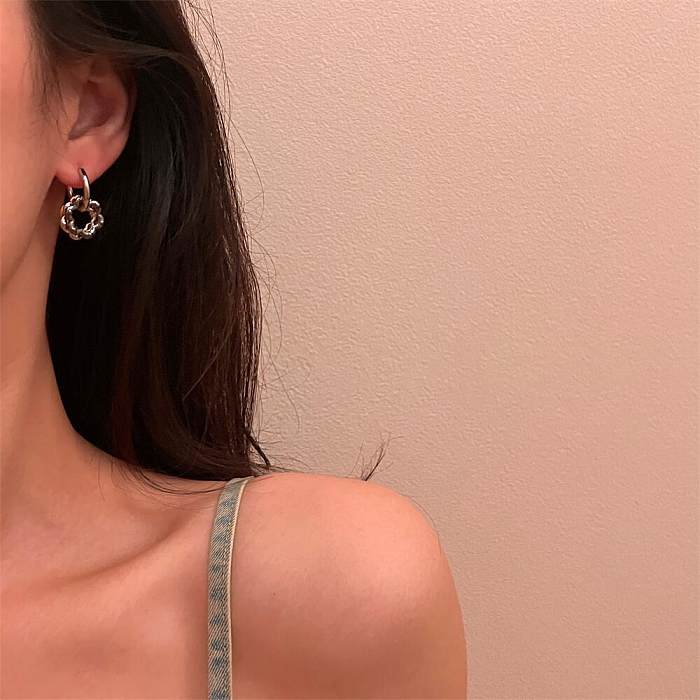 1 Pair Simple Style Flower Plating Copper Earrings
