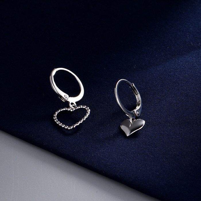 1 Pair Simple Style Heart Shape Copper Asymmetrical Plating Drop Earrings