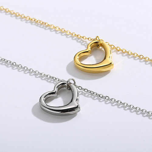 Criativo oco em forma de coração pingente pulseira brincos conjunto de colar de aço inoxidável