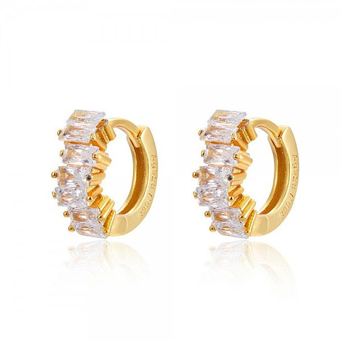 1 Pair Glam Cool Style Solid Color Copper Plating Inlay Zircon Gold Plated Earrings