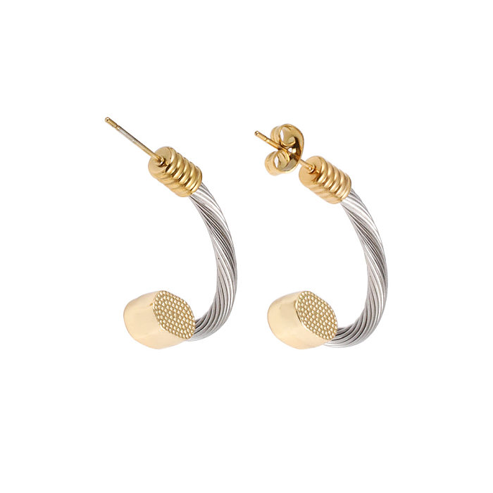 Cercle de mode incrustation en acier inoxydable pierres précieuses artificielles anneaux bracelets boucles d'oreilles 1 pièce 1 paire