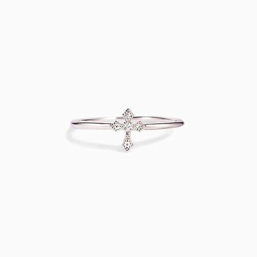 Fashion Cross Copper Plating Inlay Zircon Open Ring 1 Piece