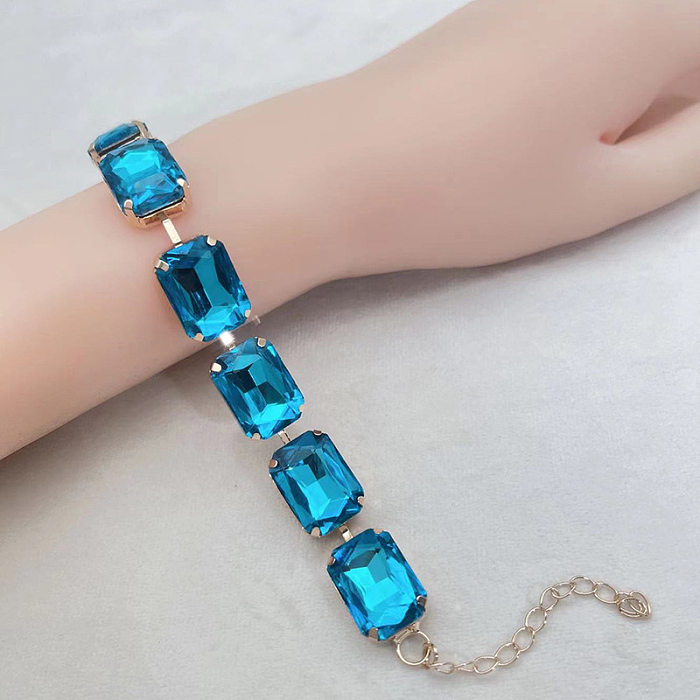 Exaggerated Colorful Copper Inlay Artificial Crystal Bracelets