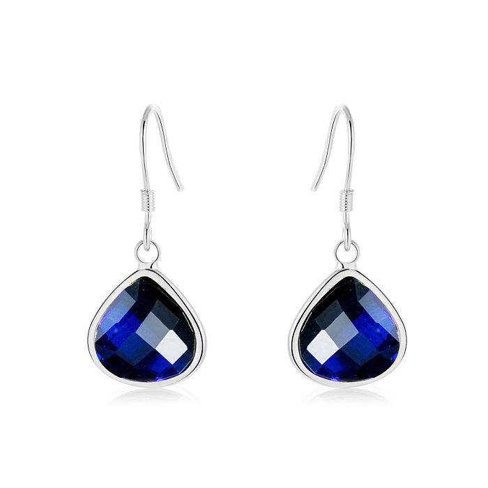 1 Pair Simple Style Water Droplets Copper Inlay Crystal Drop Earrings