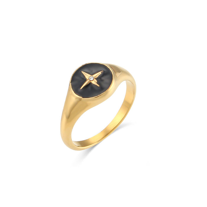 Fashion Wholesale Vintage Drip Compass Disc Stainless Steel Ring
