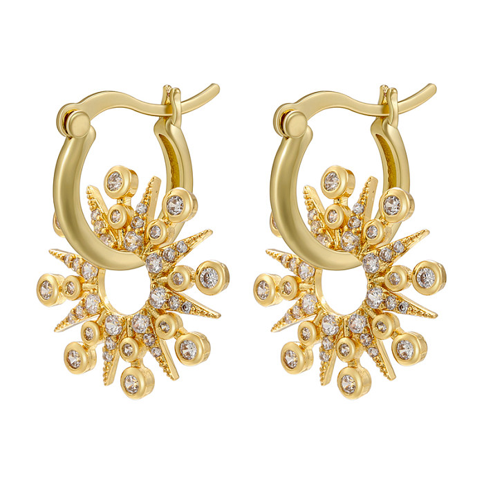 1 Pair Casual Circle Brass Plating Inlay Zircon Drop Earrings